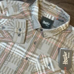 Howler Bros Harker's Flannel Shirt Men’s Large Brown Plaid Long Sleeve New $89